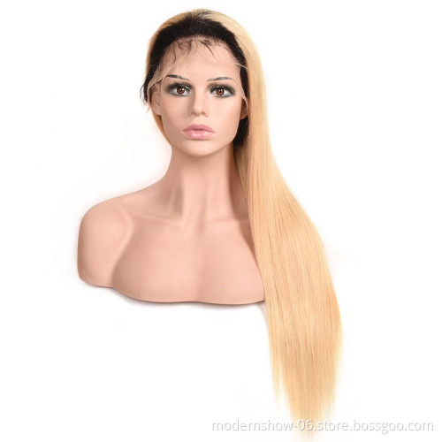 Ombre color 1B 613 blonde straight lace frontal wig with baby hair,virgin hair lace front wigs